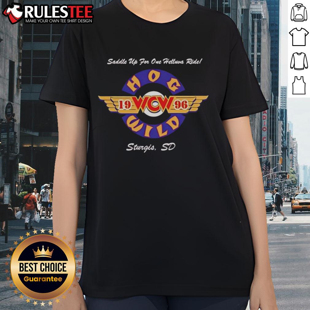 Official Hog Wild Saddle Up For One Helluva Ride 1996 T-Shirt - Image 3