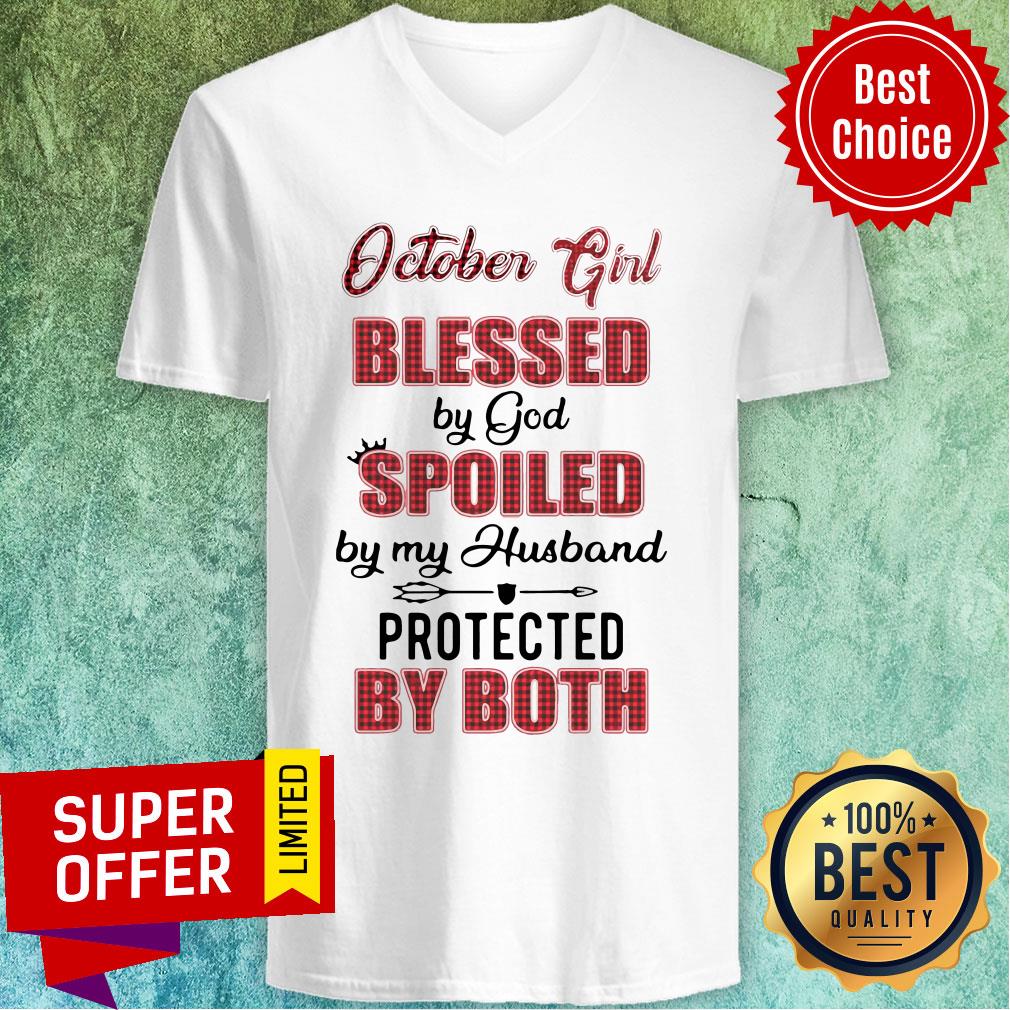 October Girl Blessed By God Spoiled By My Husband Protected By Both Shirt - Image 4
