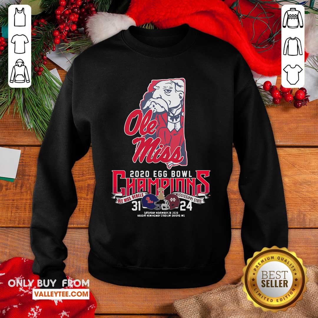Pro Ole Miss 2020 EGG Bowl Champions Ole Miss Rebels Mississippi State 31 24 Shirt - Image 2