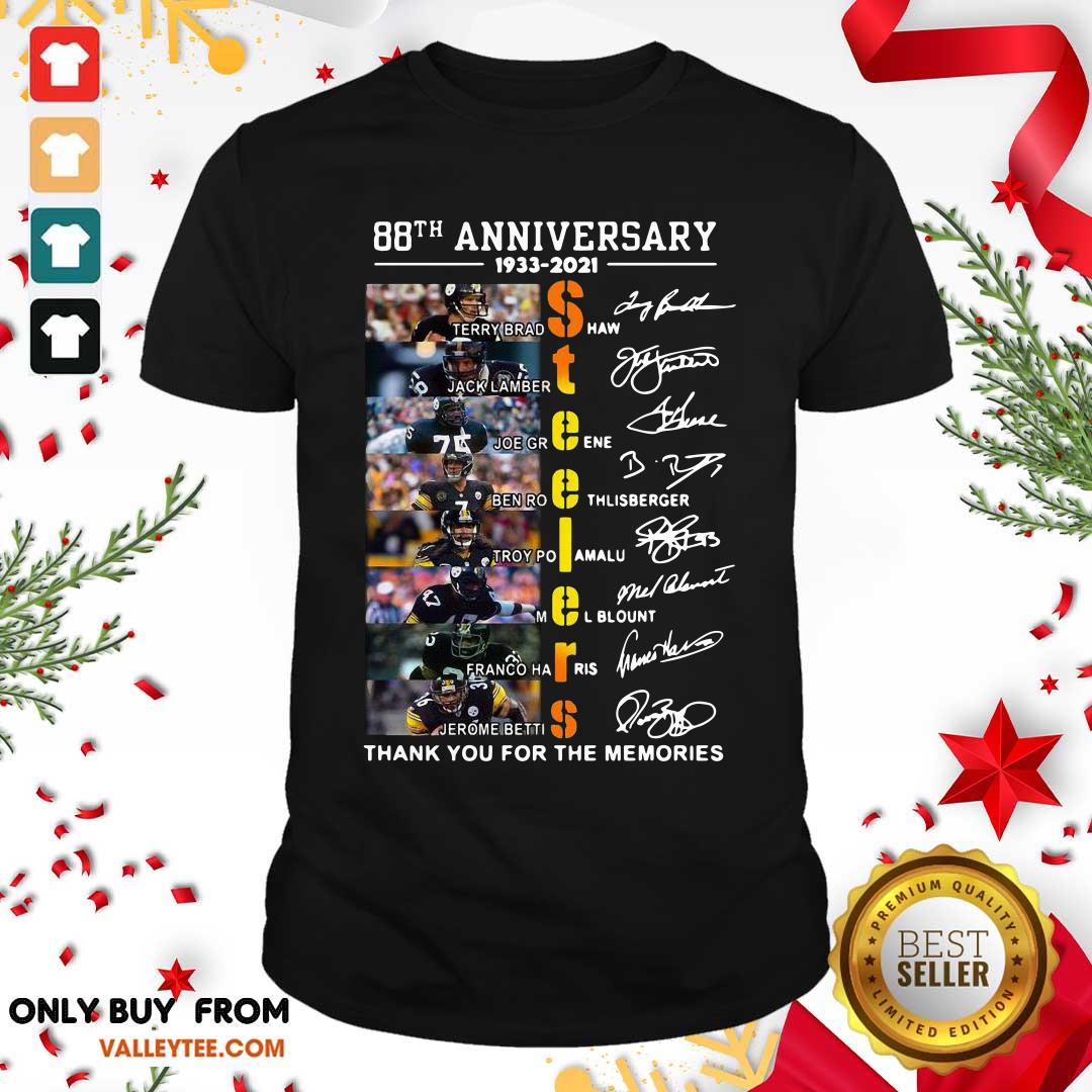 So Pittsburgh Steelers 88th Anniversary Thank You For The Memories Signatures Shirt
