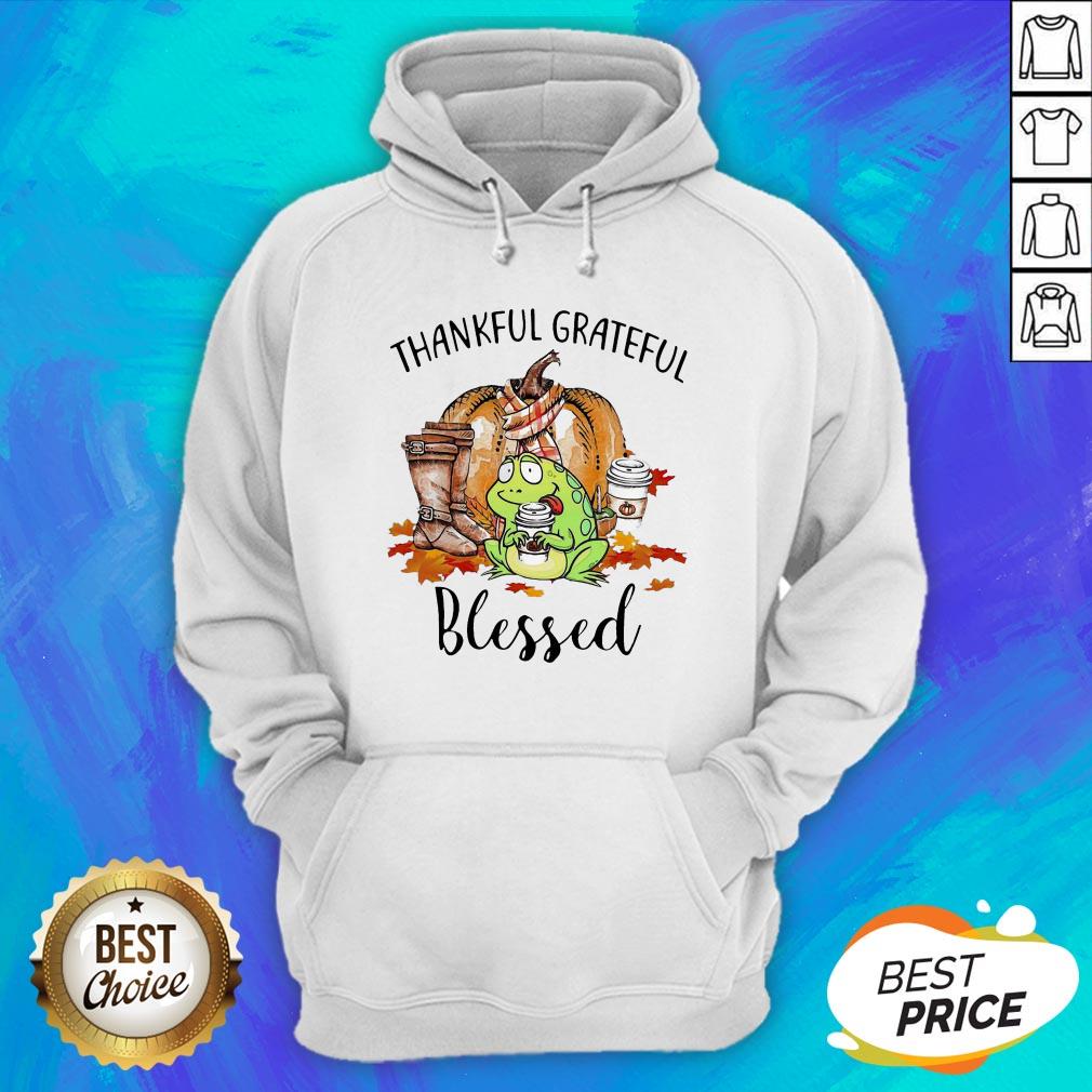 Frog Thankful Grateful Blessed Autumn Fall Shirt - Image 3