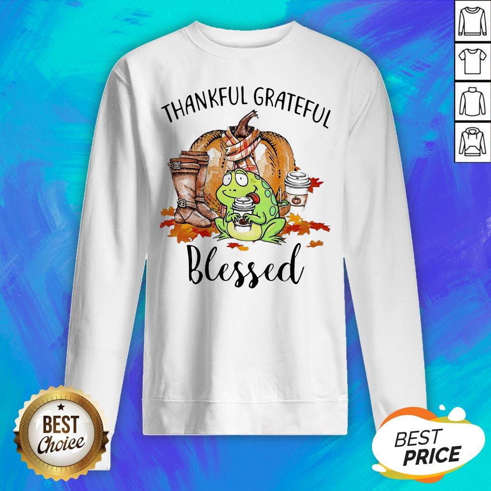 Frog Thankful Grateful Blessed Autumn Fall Shirt - Image 2