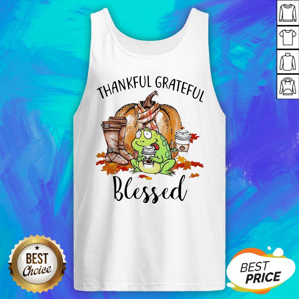 Frog Thankful Grateful Blessed Autumn Fall Shirt - Image 5