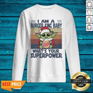 Alternative view of Nice Christmas Santa Baby Yoda Hug Burger King I Am A Whats Your Superpower Vintage Shirt