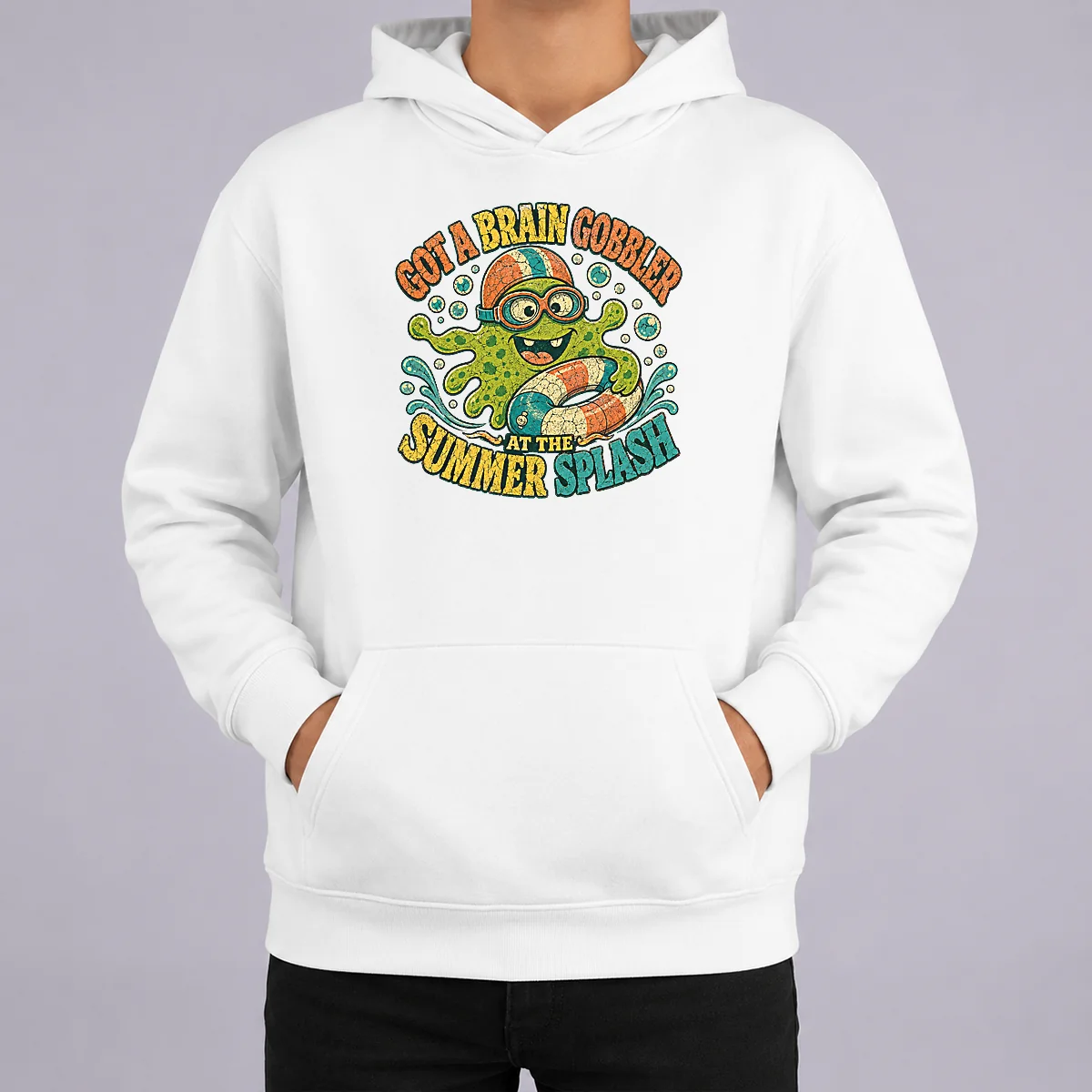 Premium Brain Gobbler Summer Splash Retro Distressed Shirt - Image 5