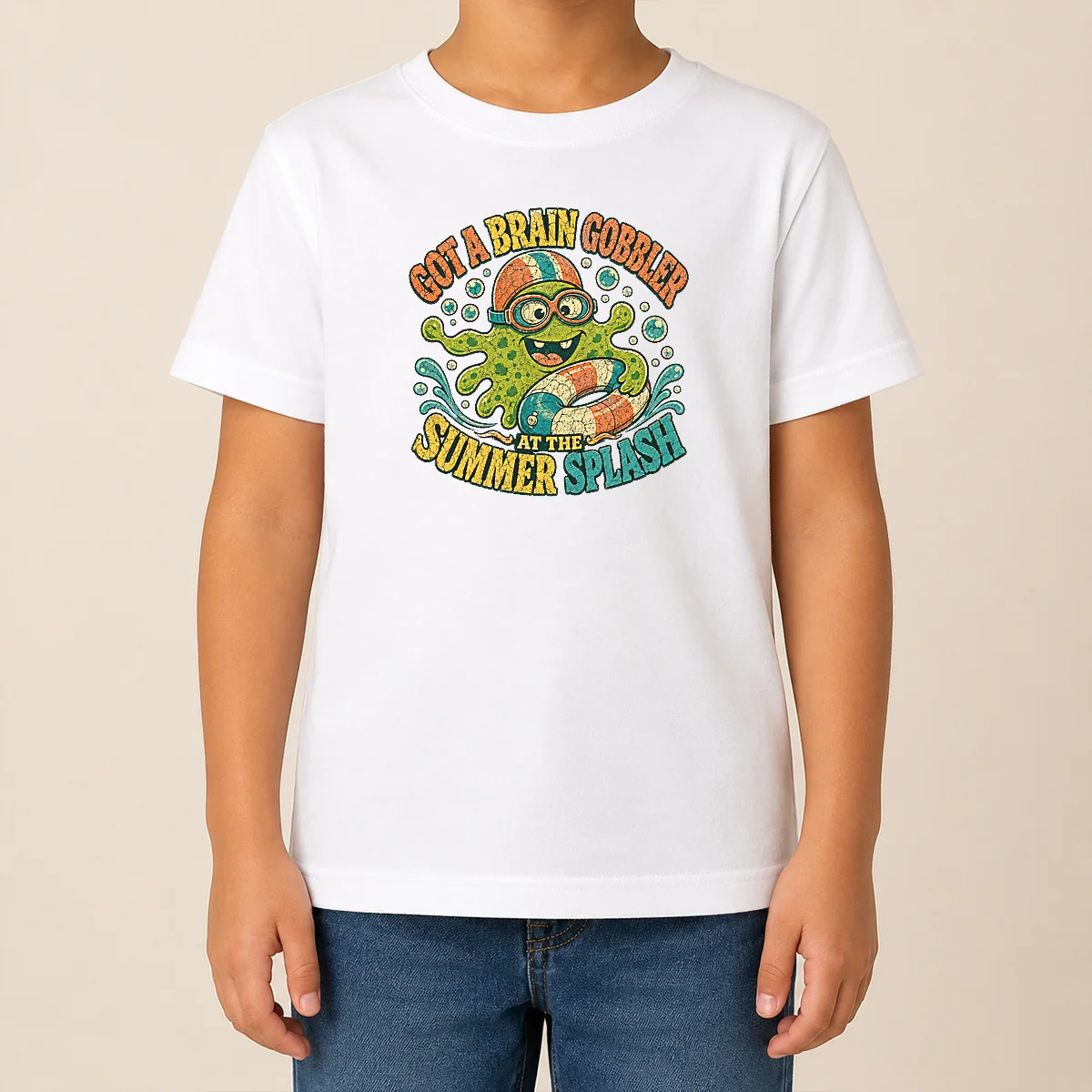 Premium Brain Gobbler Summer Splash Retro Distressed Shirt - Image 9