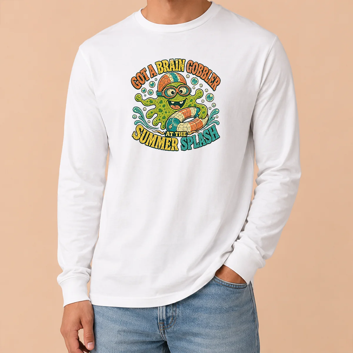 Premium Brain Gobbler Summer Splash Retro Distressed Shirt - Image 6