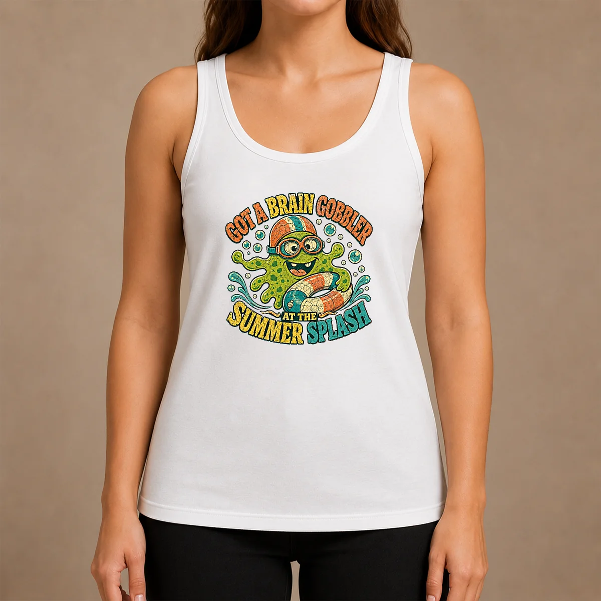 Premium Brain Gobbler Summer Splash Retro Distressed Shirt - Image 3