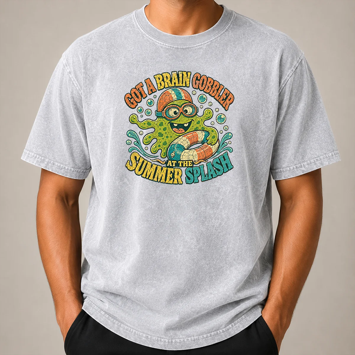 Premium Brain Gobbler Summer Splash Retro Distressed Shirt - Image 8