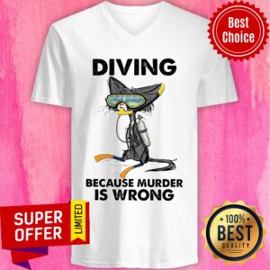 Alternative view of Top Diving Cat Because Murder Is Wrong Shirt