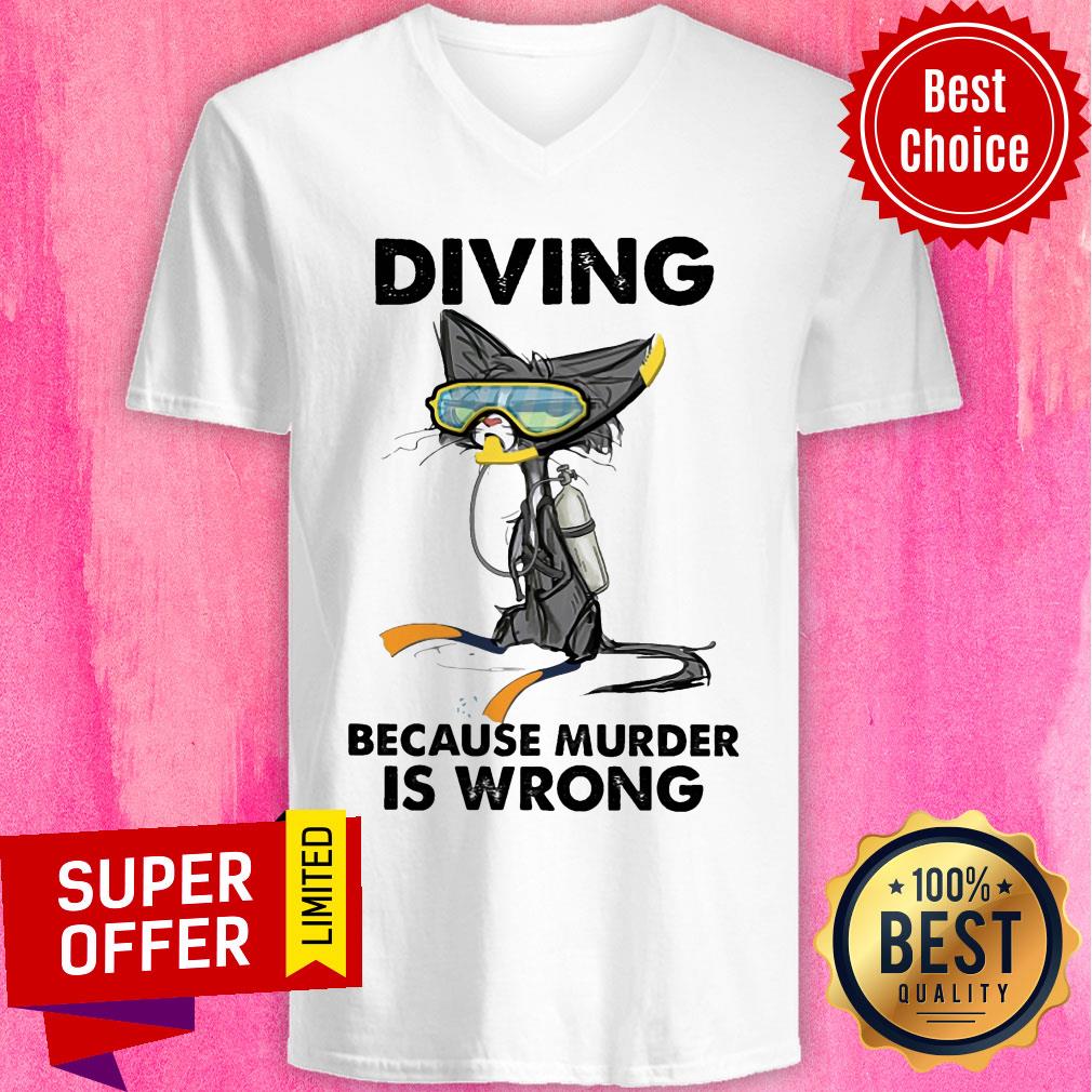 Top Diving Cat Because Murder Is Wrong Shirt - Image 2