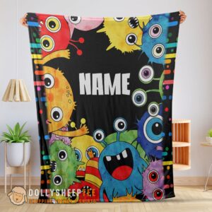 Awesome Happy Monster Coloring Blanket Fleece Customized Blanket