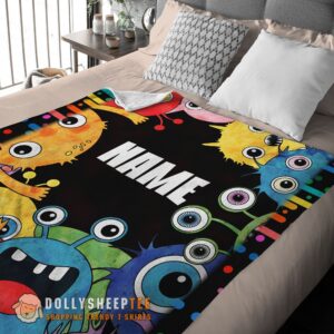 Alternative view of Awesome Happy Monster Coloring Blanket Fleece Customized Blanket