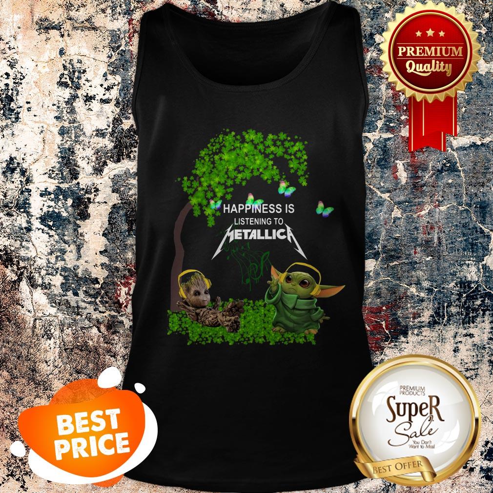 Nice Baby Groot Baby Yoda Happiness Is Listening To Metallica Shirt - Image 3