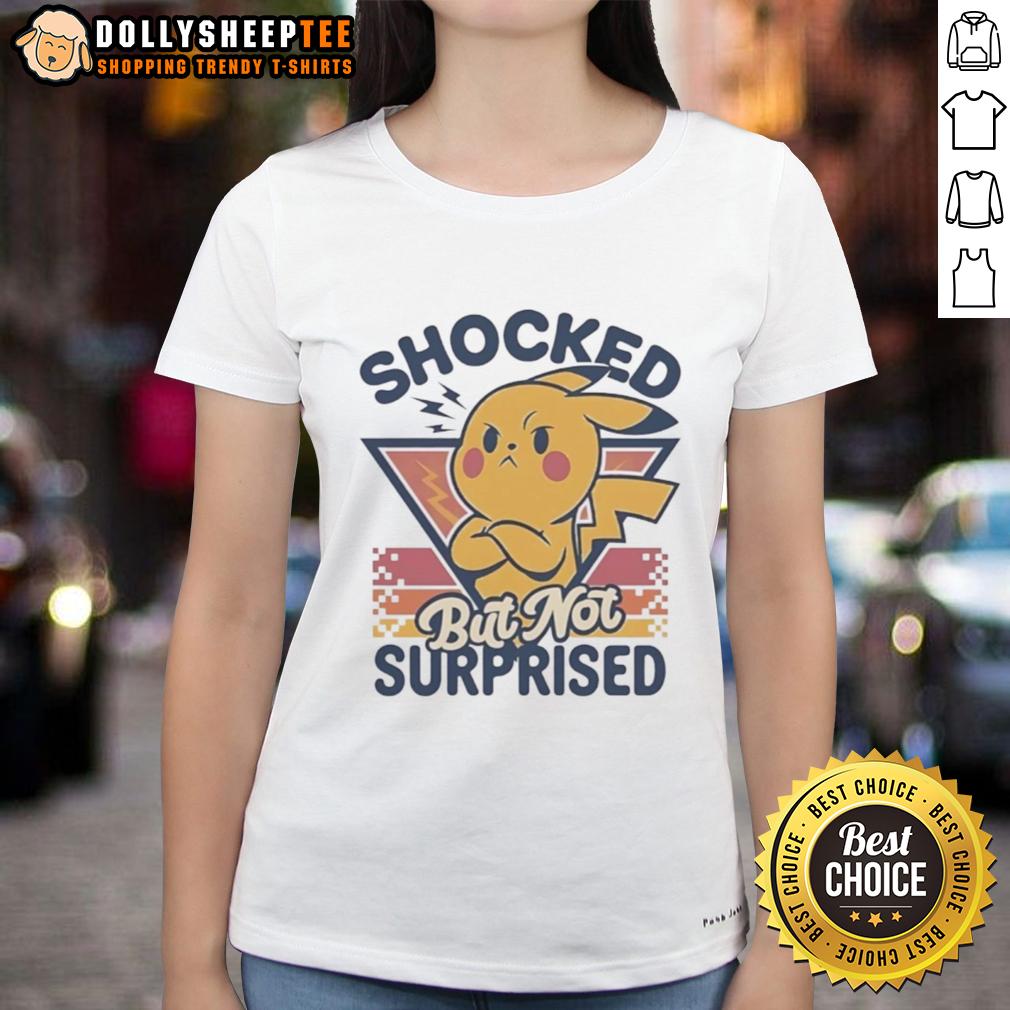 Funny Pikachu Shocked But Not Surprised Retro T-Shirt - Image 3