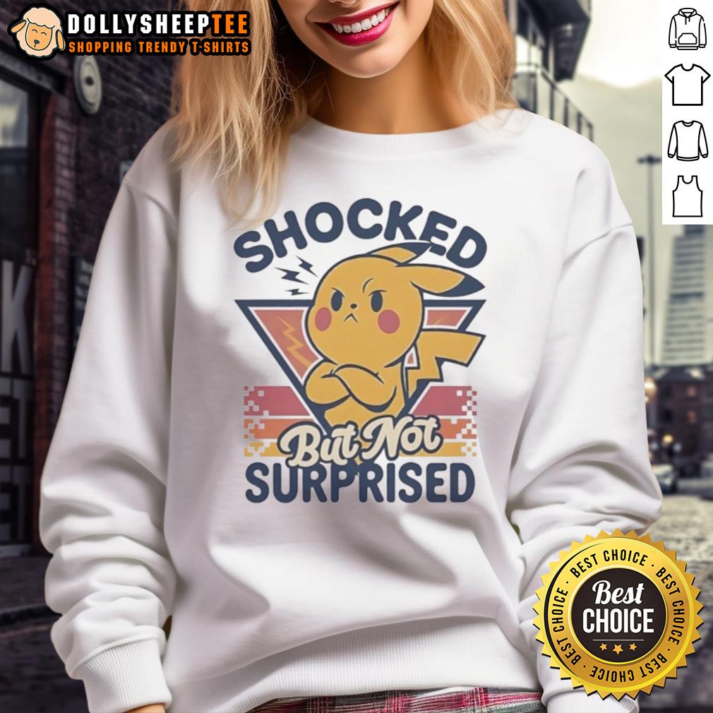 Funny Pikachu Shocked But Not Surprised Retro T-Shirt - Image 5