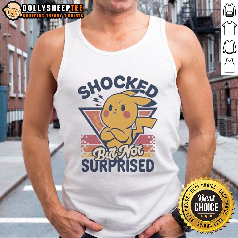 Funny Pikachu Shocked But Not Surprised Retro T-Shirt - Image 4