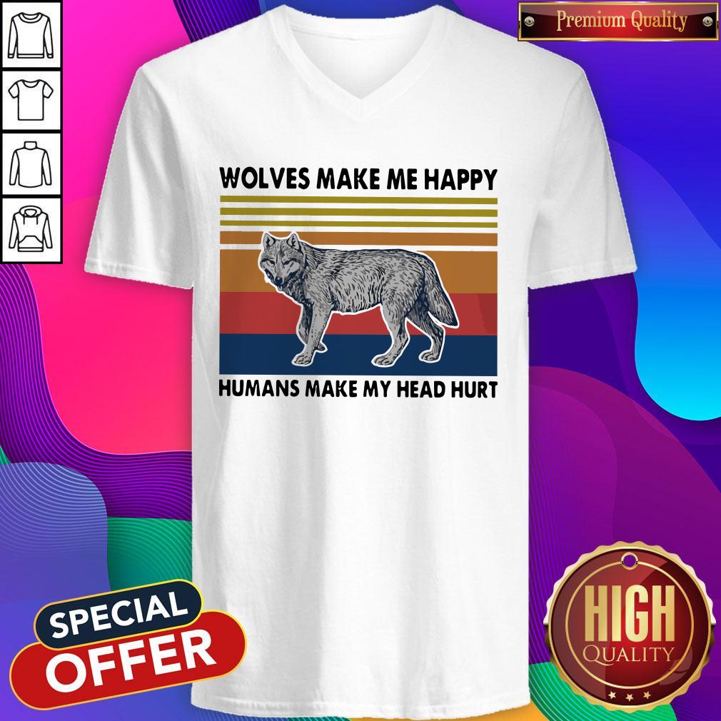 Wolves Make Me Happy Humans Make My Head Hurt Shirt - Image 3