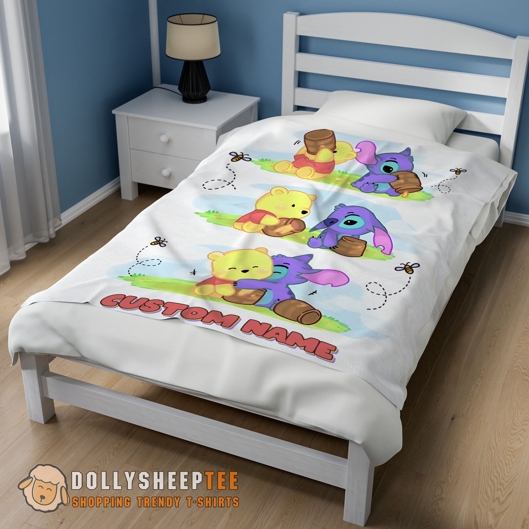 Perfect Disney Winnie The Pooh And Stitch Fleece Blanket Customize Blanket - Image 2