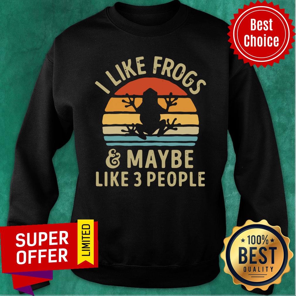 Premium I Like Frogs and Maybe 3 People Vintage Retro Shirt - Image 4