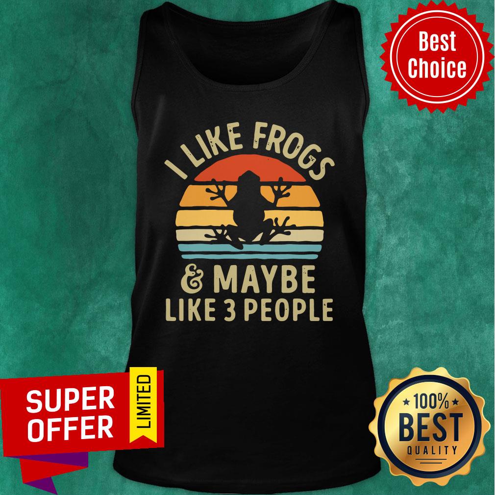 Premium I Like Frogs and Maybe 3 People Vintage Retro Shirt - Image 3