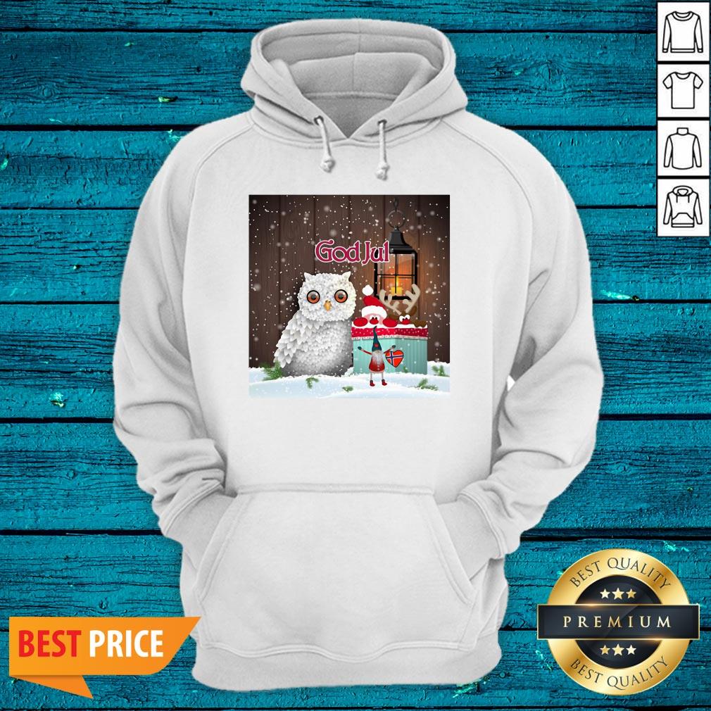 Nice Owl Nisse God Jul Merry Christmas Shirt - Image 3