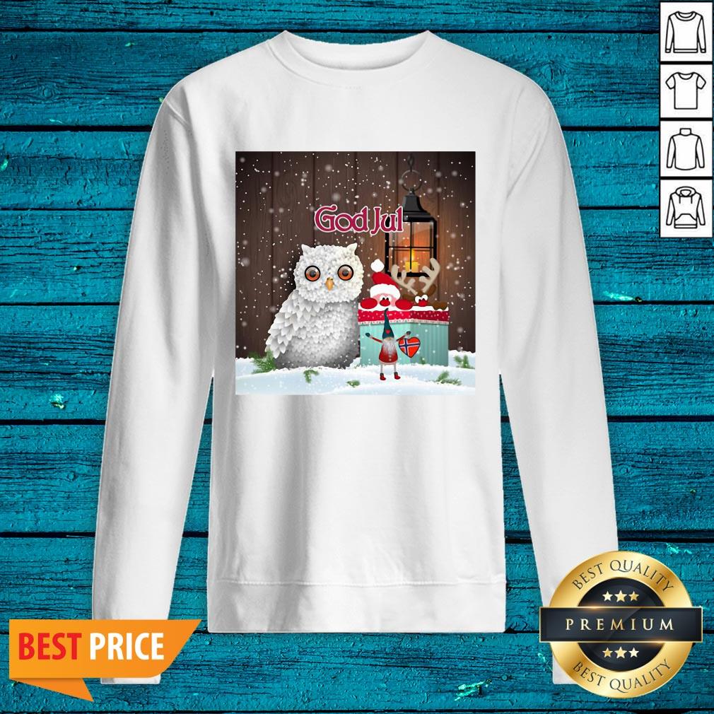 Nice Owl Nisse God Jul Merry Christmas Shirt - Image 2