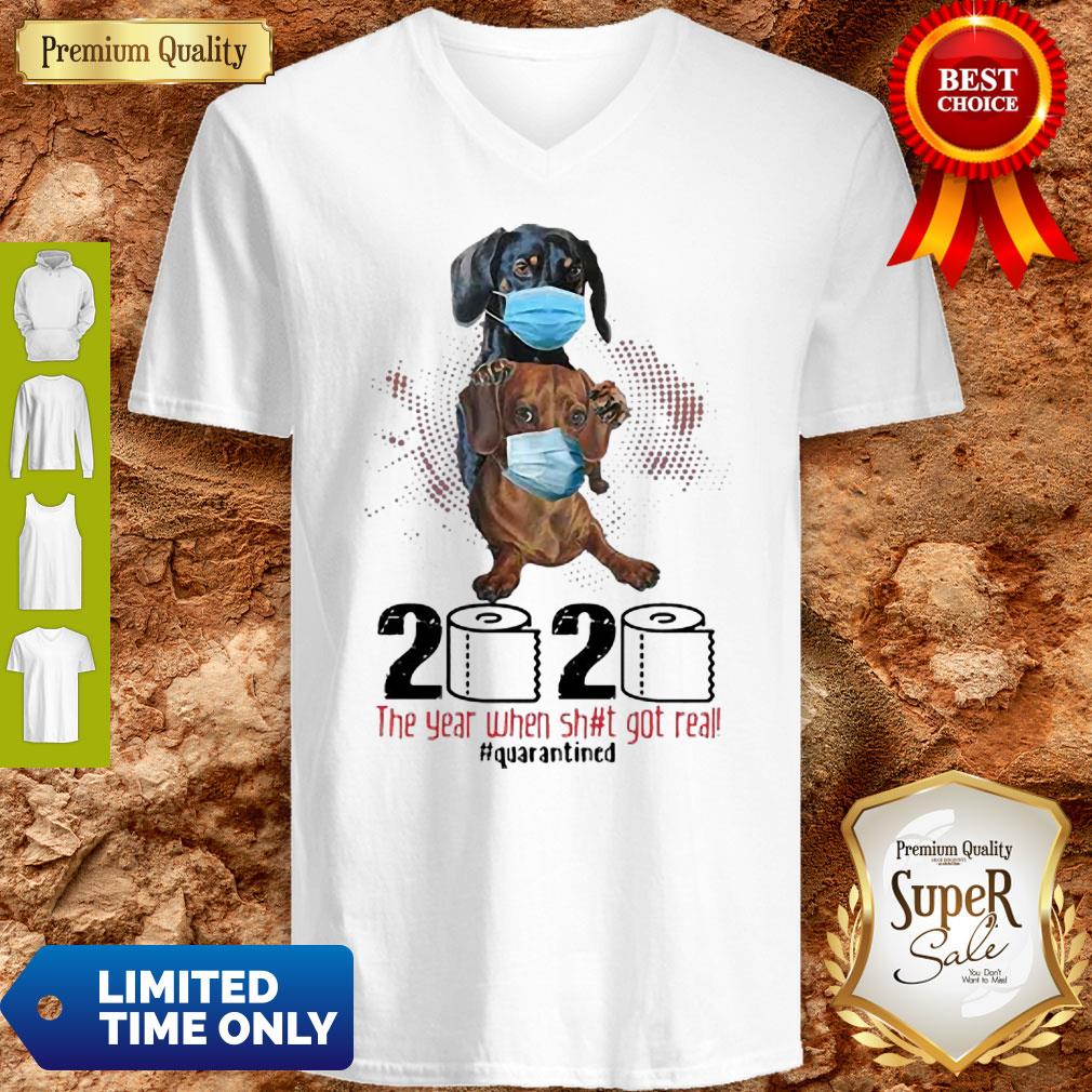 Nice Dachshunds Mask 2020 The Year When Shit Got Real Quarantined Coronavirus Shirt - Image 5