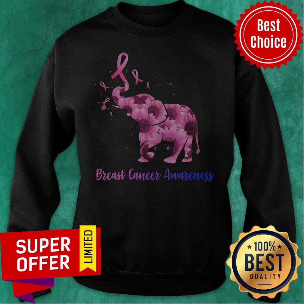 Pink Flower Elephant Breast Cancer Awareness Shirt - Image 4