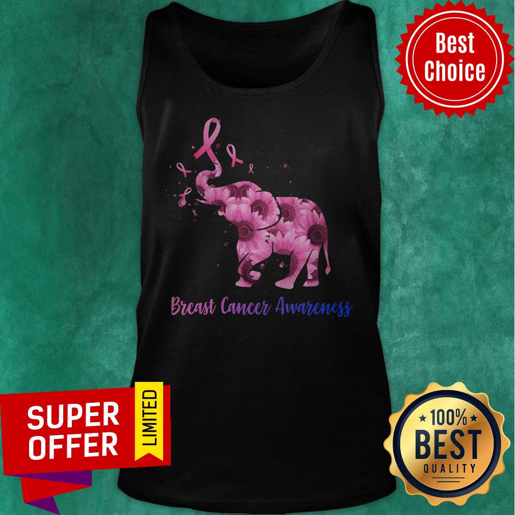 Pink Flower Elephant Breast Cancer Awareness Shirt - Image 3