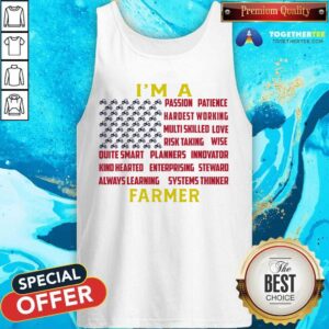 Alternative view of I Am A Farmer Passion Patience Hardest Working Flag Shirt