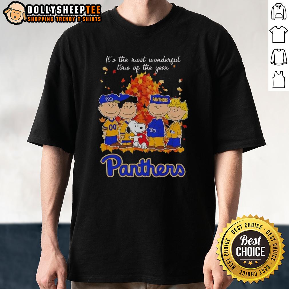 Nice Snoopy And Friends Pitt Panthers It's The Most Wonderful Time Of The Year Autumn T-Shirt