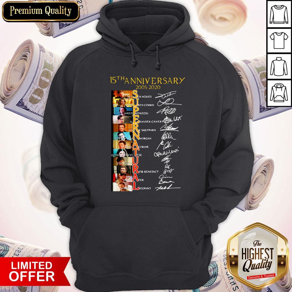 Official 15Th Anniversary 2005 2020 Supernatural Signatures Shirt - Image 5