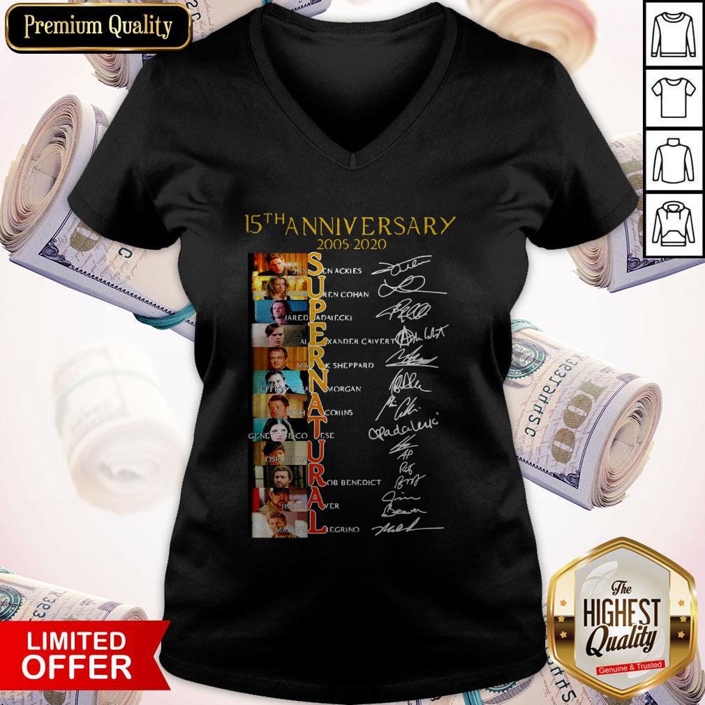 Official 15Th Anniversary 2005 2020 Supernatural Signatures Shirt - Image 2