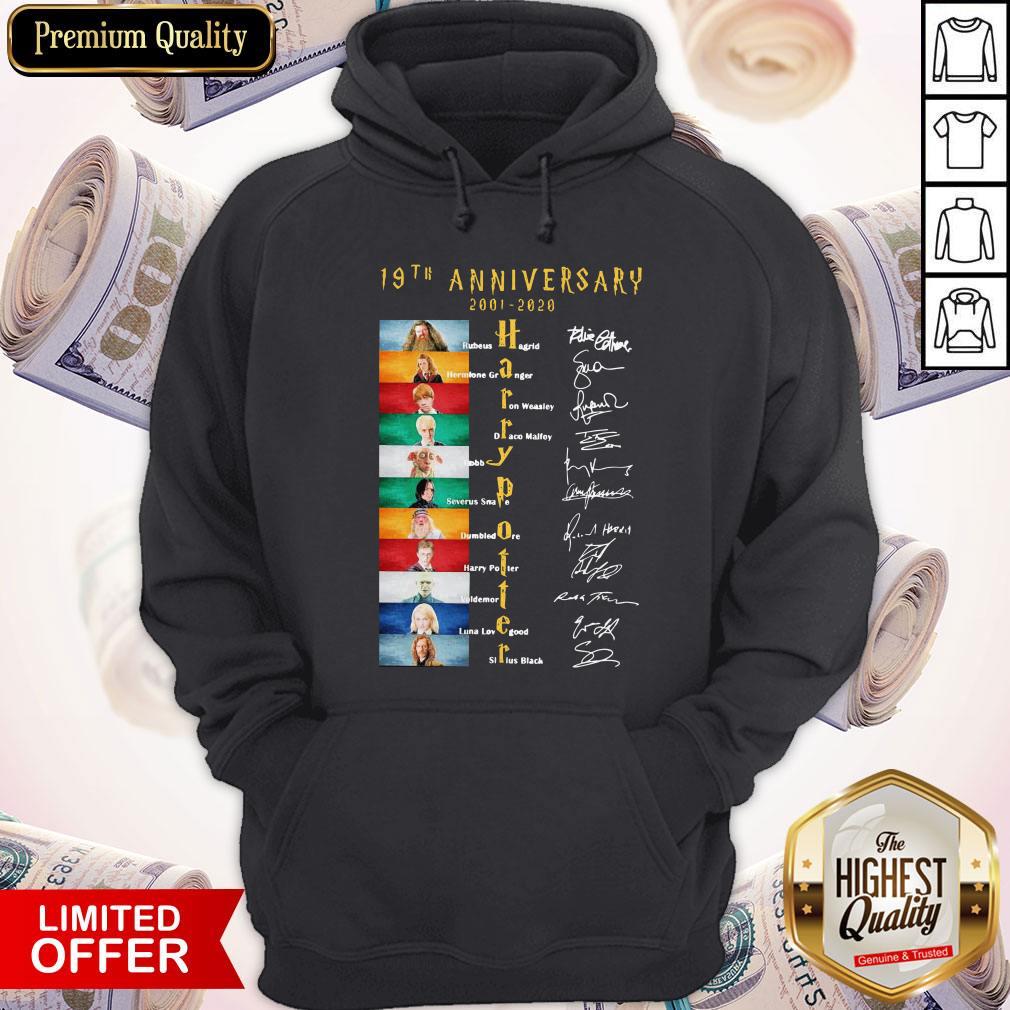 Official 19th Anniversary 2001 2020 Harrypotter Signatures Shirt - Image 5