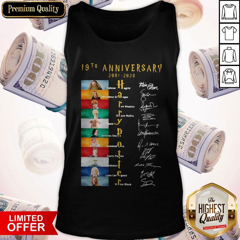 Official 19th Anniversary 2001 2020 Harrypotter Signatures Shirt - Image 3
