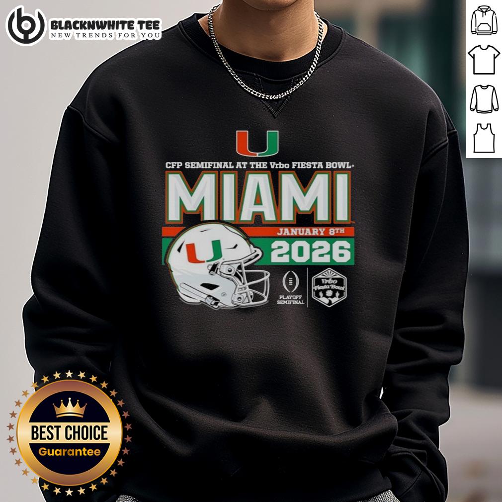 Top 2026 Vrbo Fiesta Bowl Miami Hurricanes CFP Semifinal Helmet T-Shirt - Image 5
