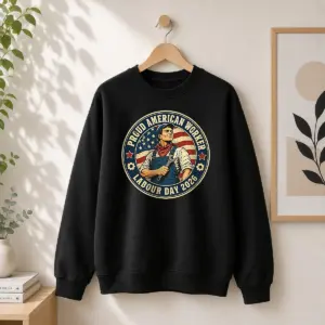 Alternative view of Nice Labour Day Proud American Worker Vintage Badge Shirt
