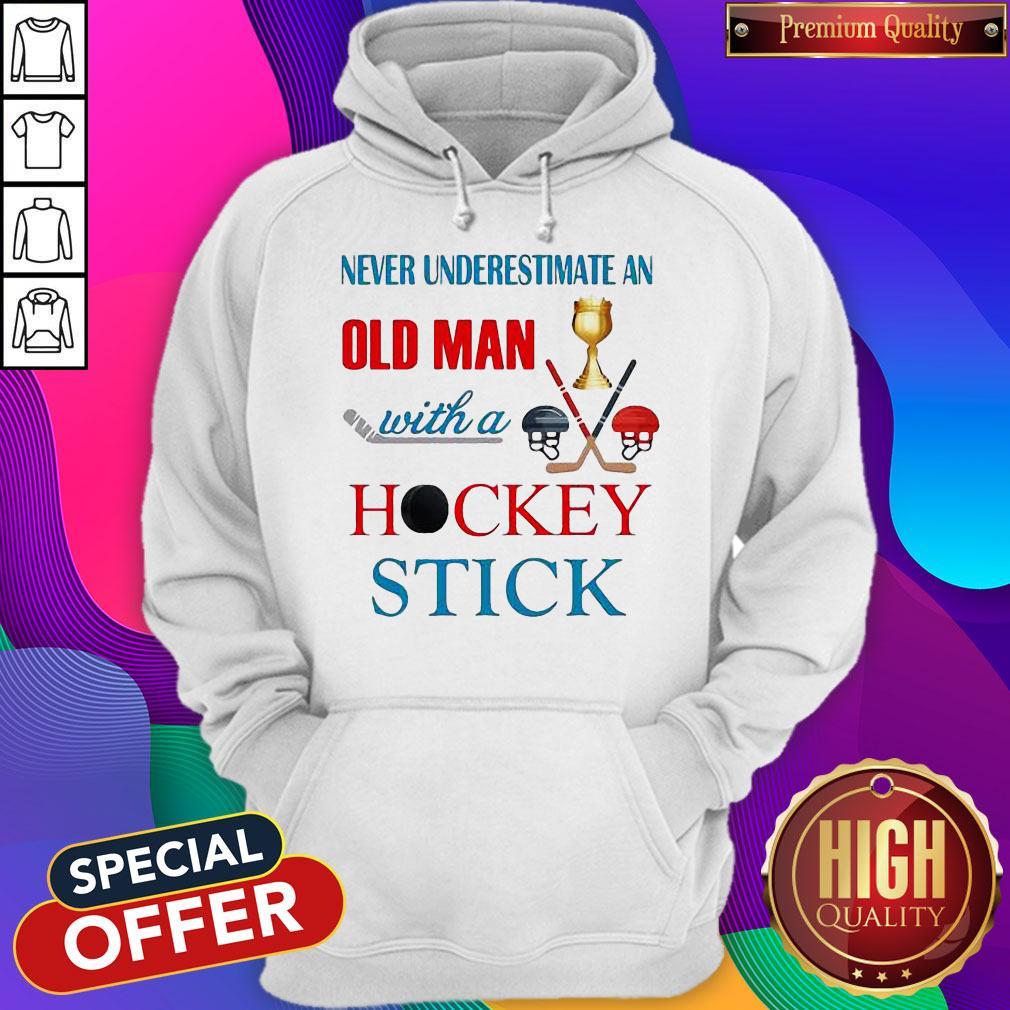 Official Never Underestimate An Old Man With A Hockey Stick Shirt - Image 5