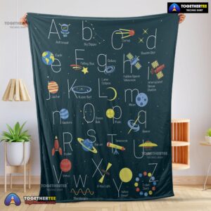 Official Outer Space Alphabet Poster Cute A To Z Astronomy Fleece Blanket