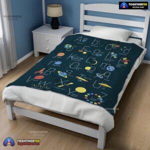 Alternative view of Official Outer Space Alphabet Poster Cute A To Z Astronomy Fleece Blanket