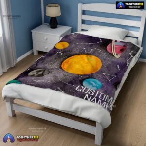 Alternative view of Official Outer Space Galaxy Watercolor Planets & Stars Blanket Fleece Customized Blanket