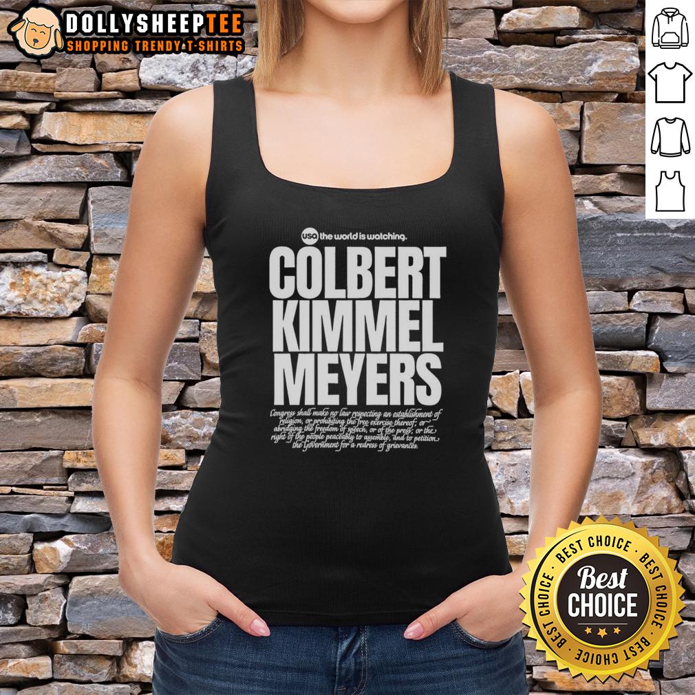 Top USA The World Is Watching Colbert Kimmel Meyers T-Shirt - Image 4