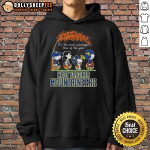 Alternative view of Awesome West Virginia Mountaineers X Peanuts Snoopy And Friends Autumn It's The Most Wonderful Time T-Shirt