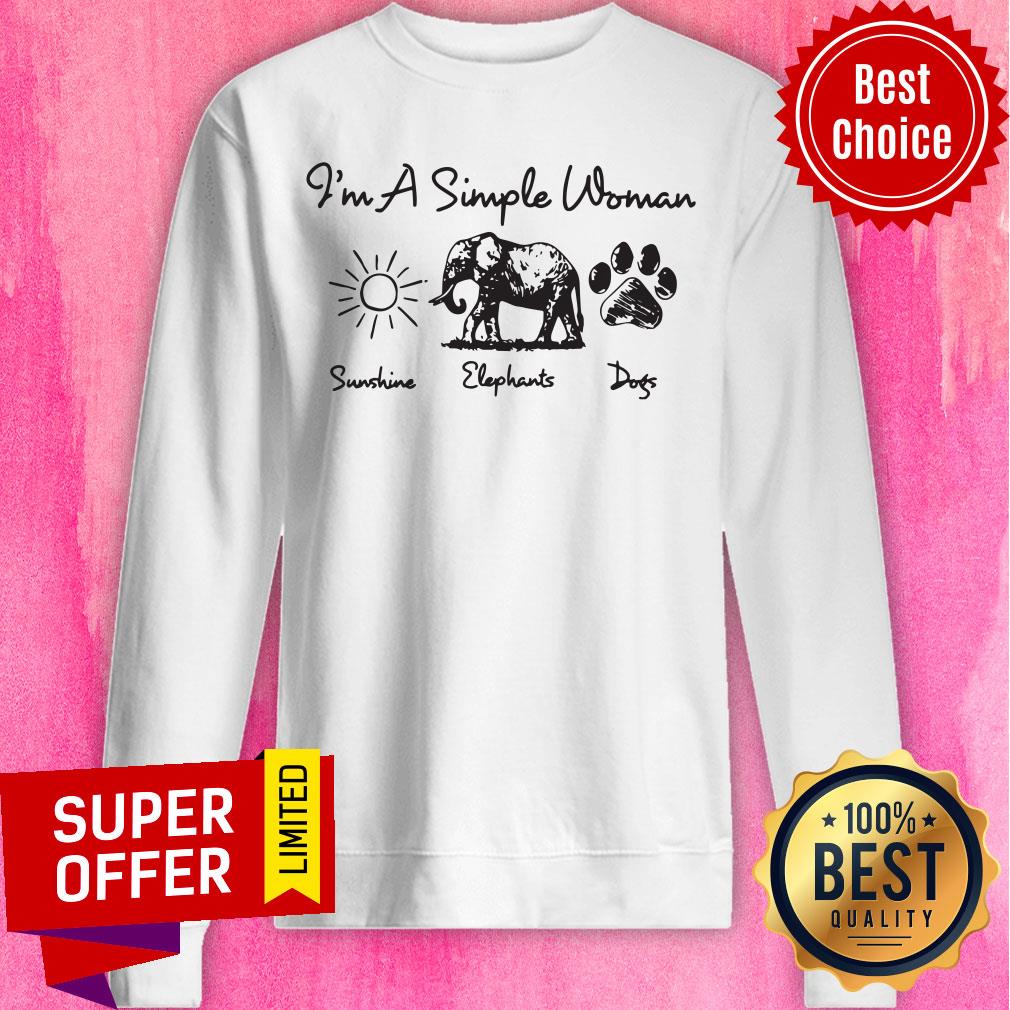 Top I Am A Simple Woman Sunshine Elephant Dog's Paw Shirt - Image 3