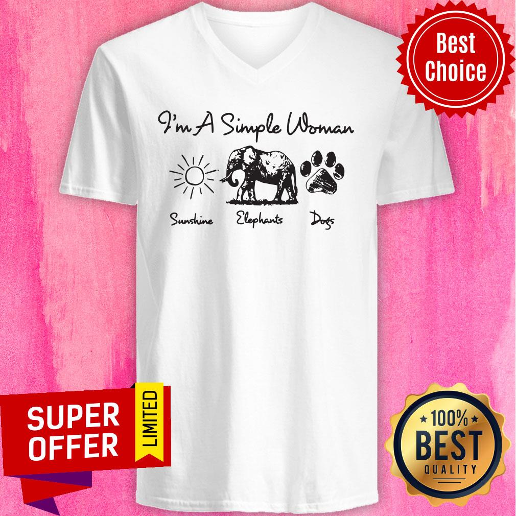 Top I Am A Simple Woman Sunshine Elephant Dog's Paw Shirt - Image 4
