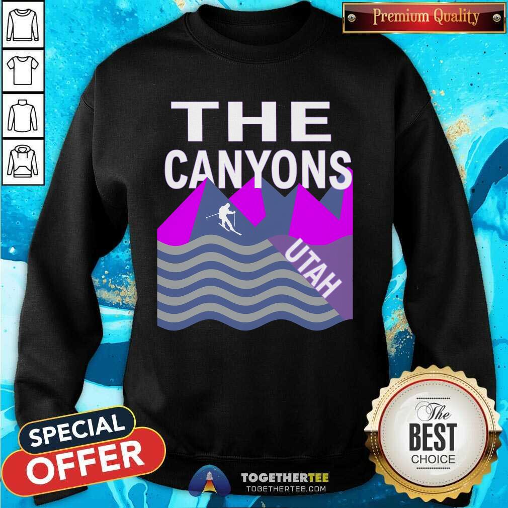 Hot The Canyons Utah USA Ski Resort Snowboarding Skiing T-Shirt - Image 4