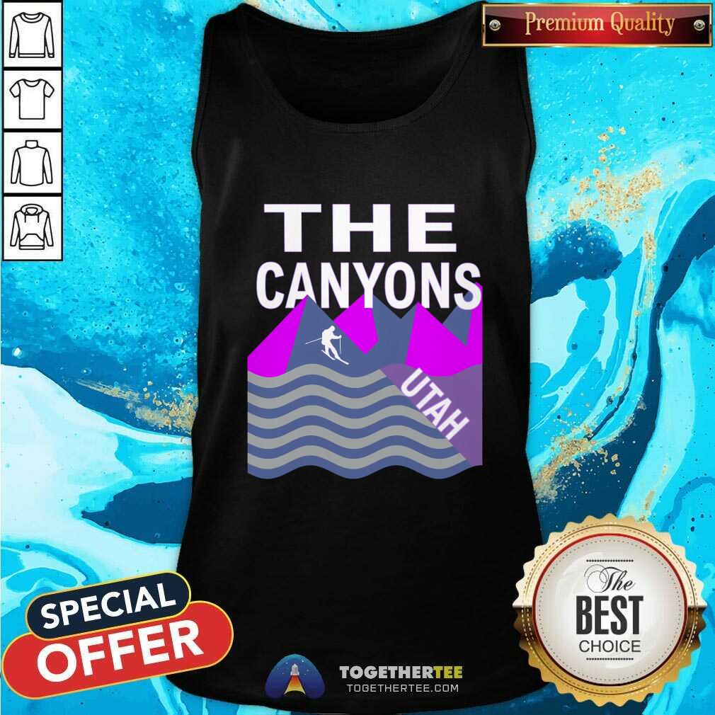 Hot The Canyons Utah USA Ski Resort Snowboarding Skiing T-Shirt - Image 3