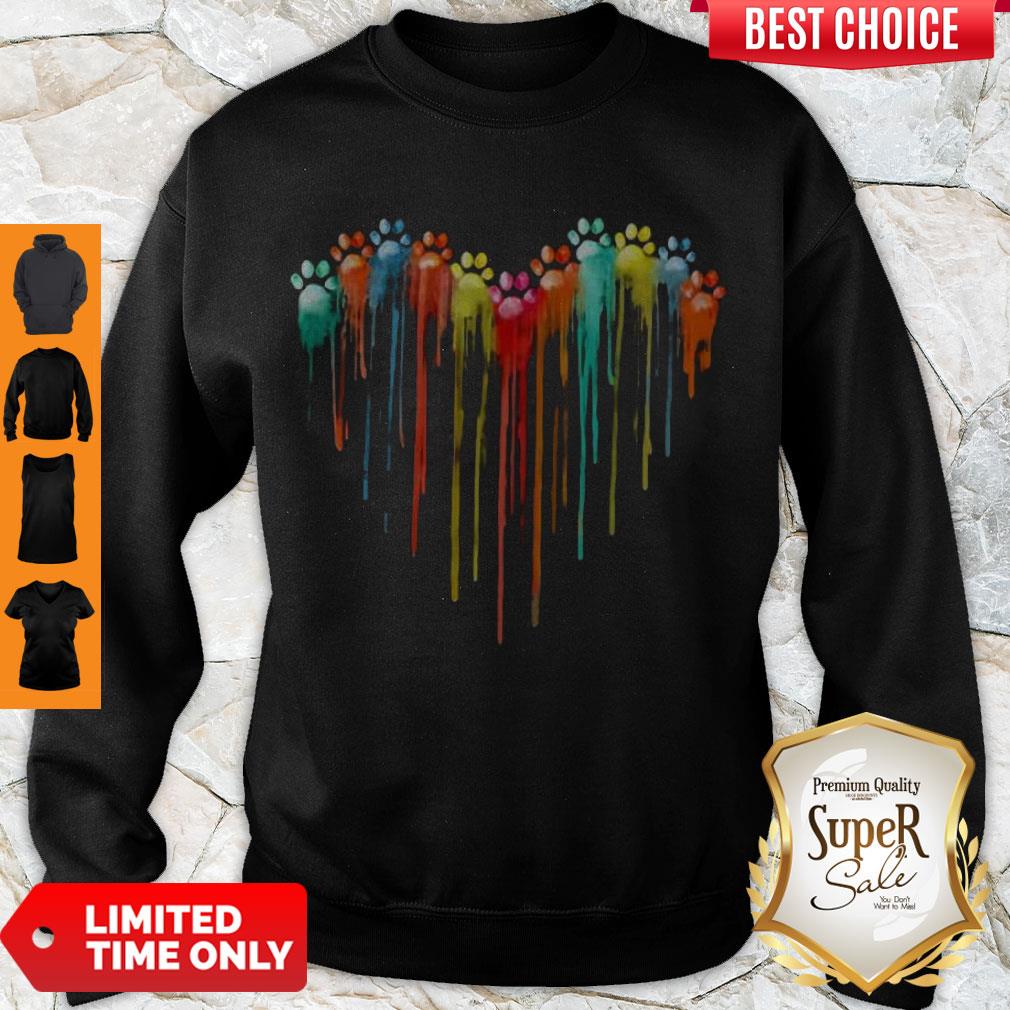 Premium Dog Foots Color Heart Shirt - Image 2