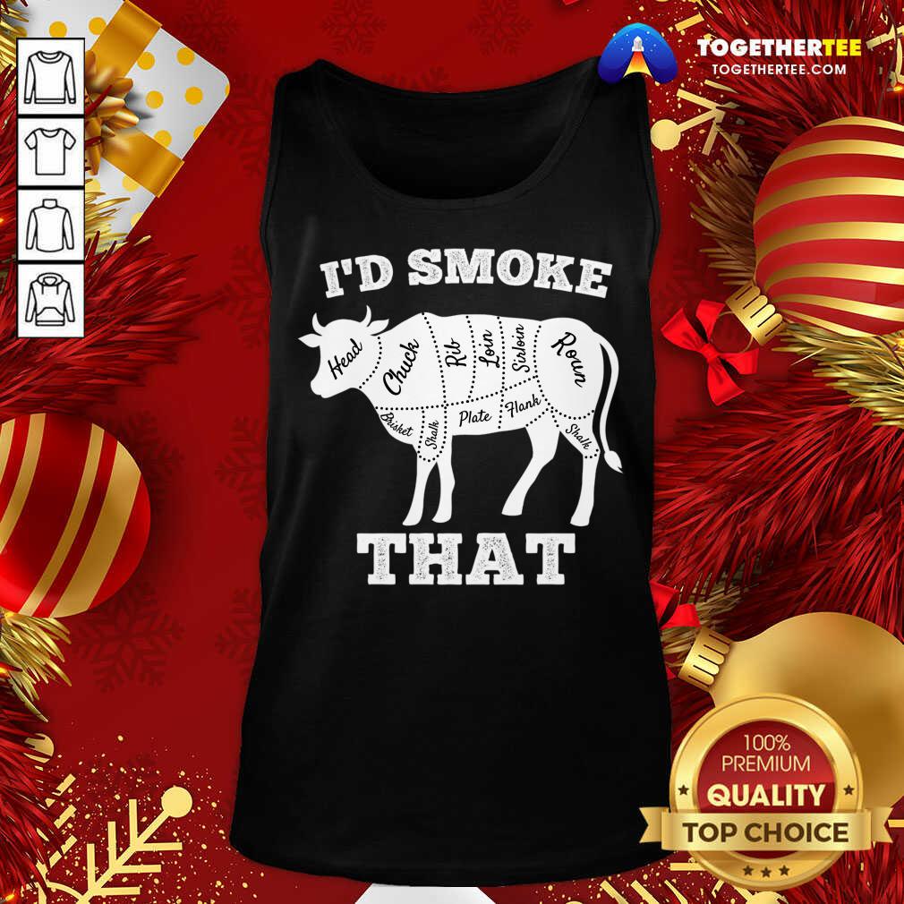 Original I'd Smoke That Cow Funny Grilling Party Saying Vintage T-Shirt - Image 3